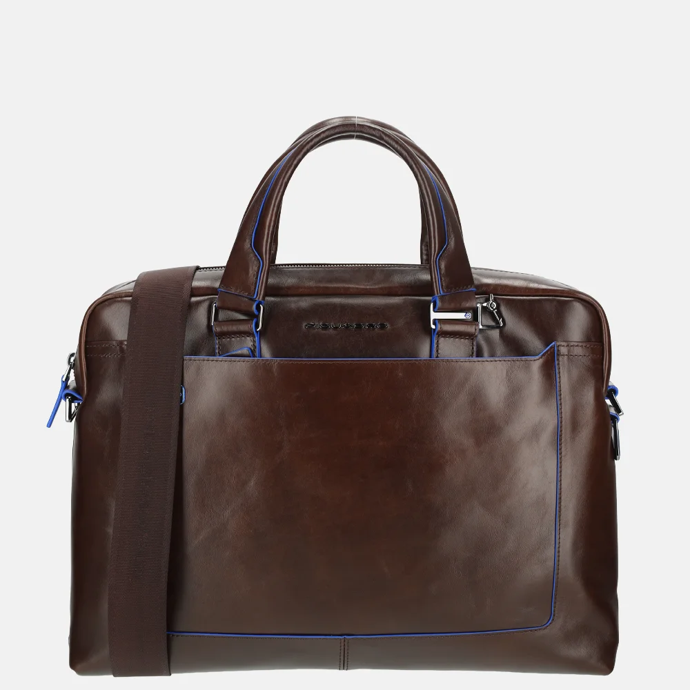 Piquadro Blue Square laptoptas bruin en blauw